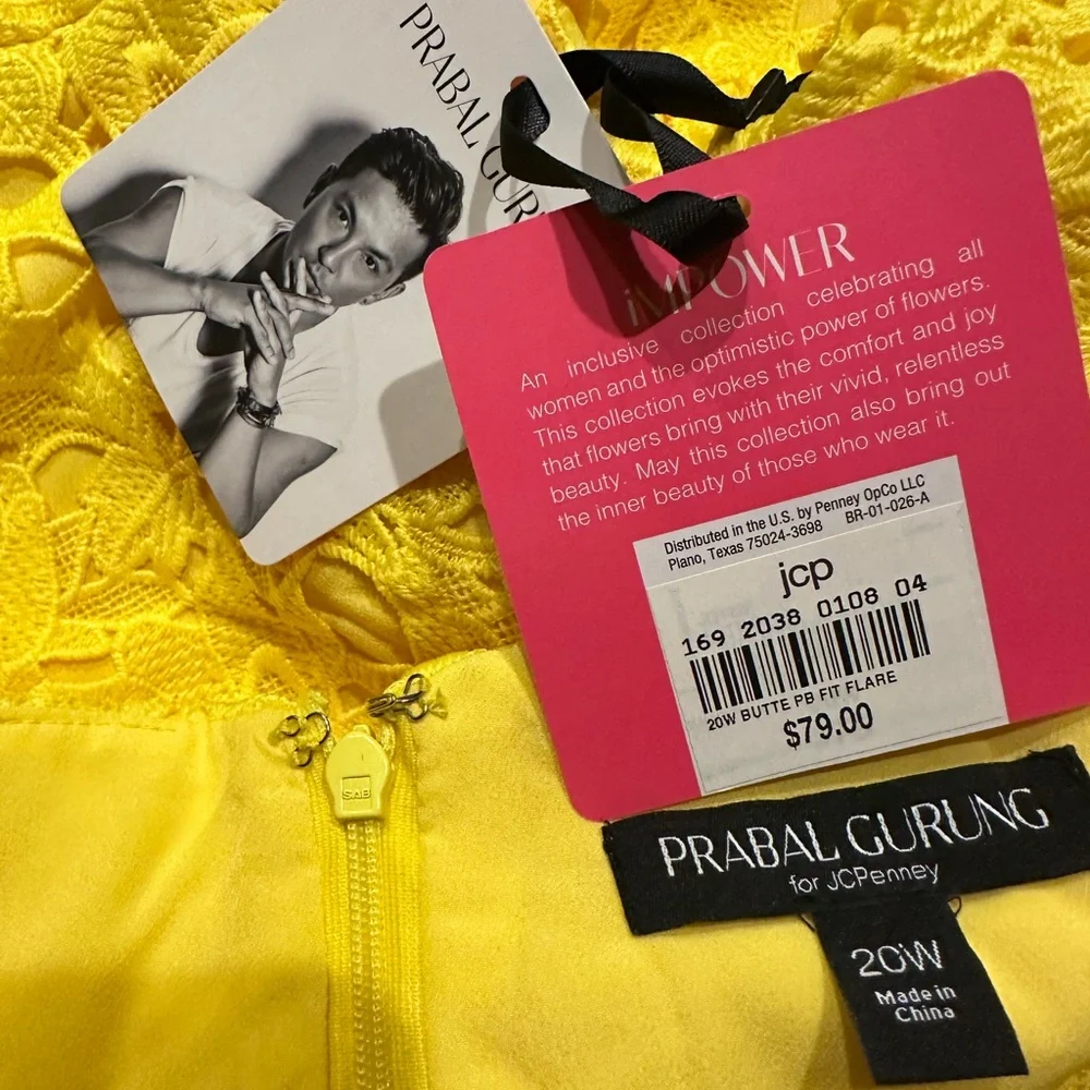 Prabal Gurung Bright Yellow mini dress plus size 20 - Picture 11 of 12